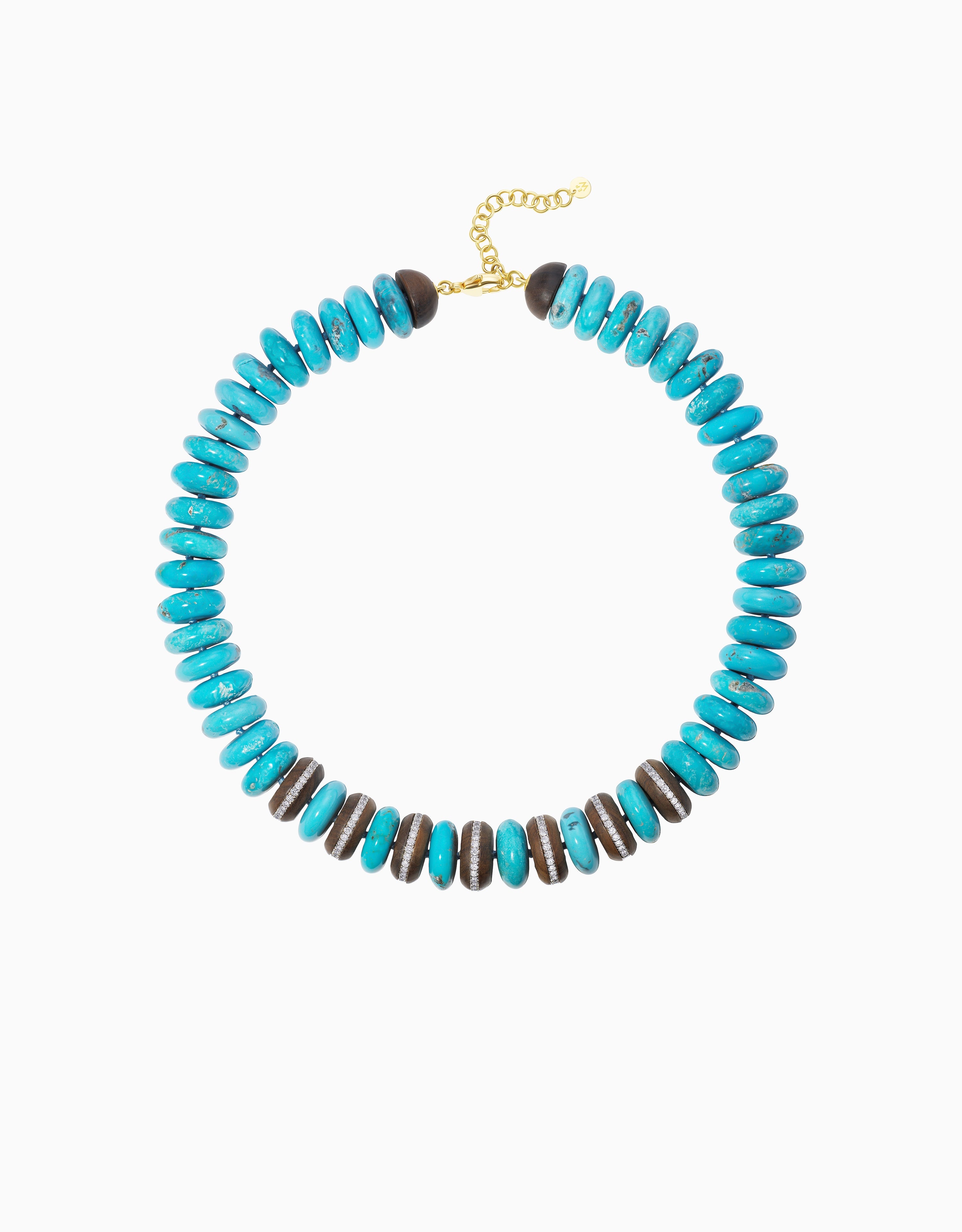 Turquoise and Wood Bead Necklace