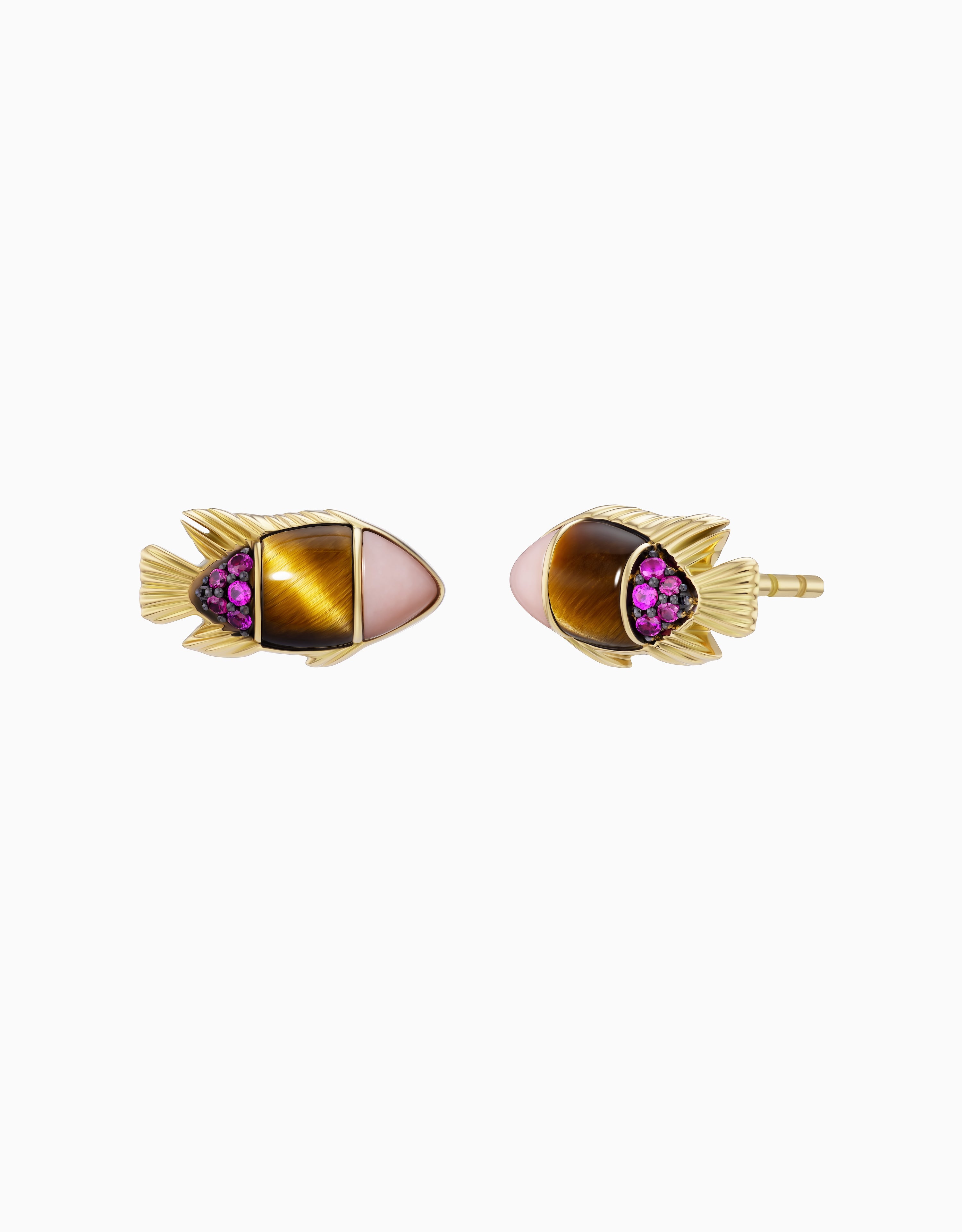 Fish Studs, Tiger's Eye – Emily P. Wheeler, LLC